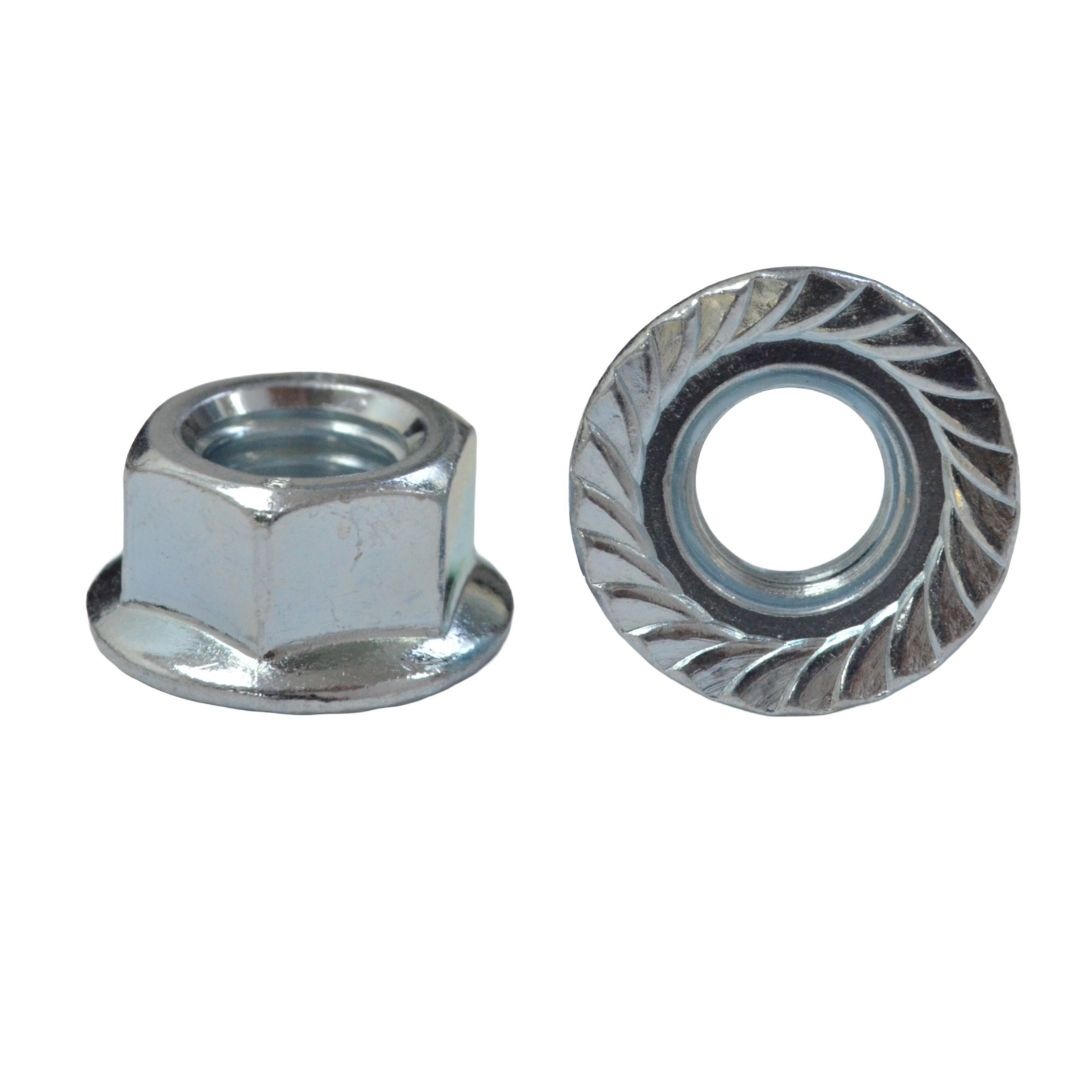 M10 X 1.25 Fine Thread DIN 6923 Class 8 Hex Flange Nut Medium Carbon Steel Zinc Plated