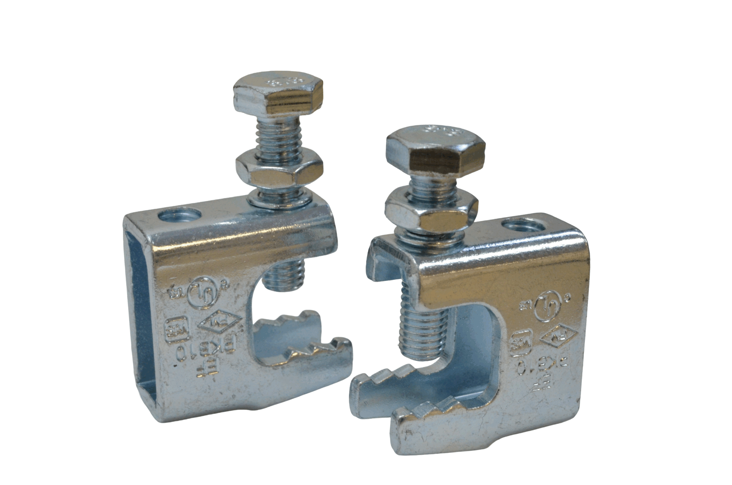 M10 Strut Pro Flange Clamp – electro‑zinc plated beam fixing, 2500 N load rated for threaded rod suspension.