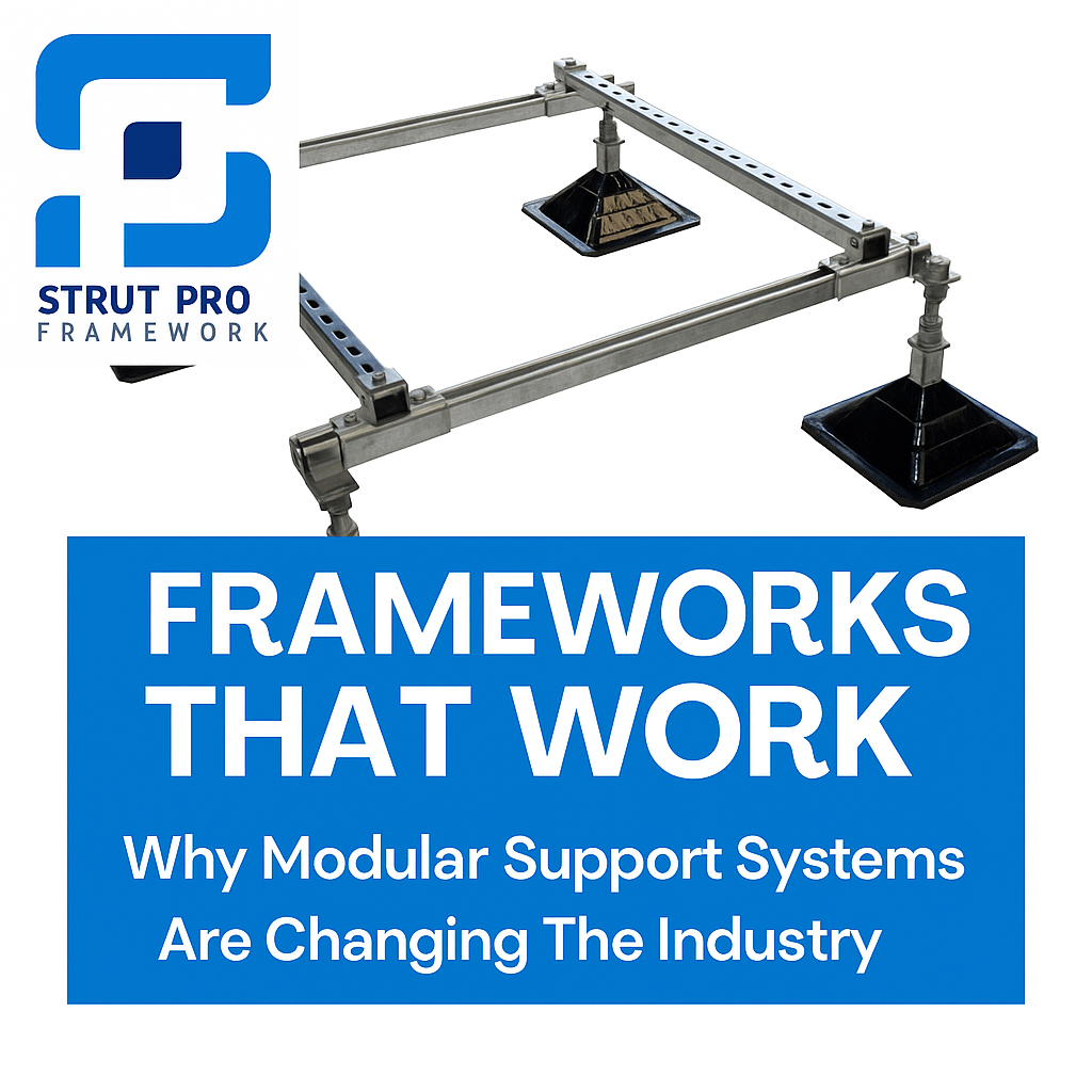 Modular support systems in construction — H-frame and strut channel frameworks by Direct Channel.