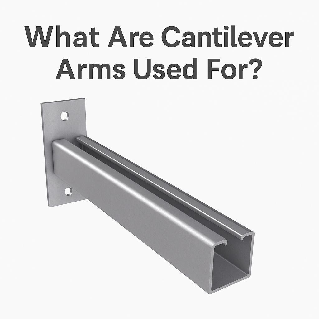 cantilever arm supporting air conditioning condenser unit